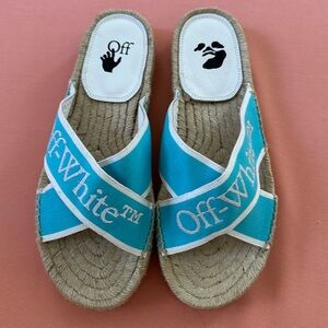 New Off-White Canvas Sandals. Size 36. Blue.